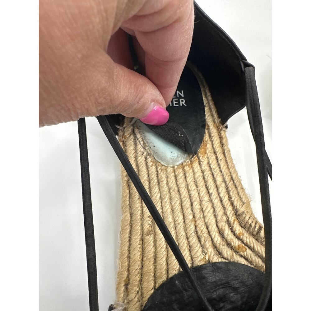Eileen Fisher Lee black leather espadrille Size 9 - Picture 3 of 8
